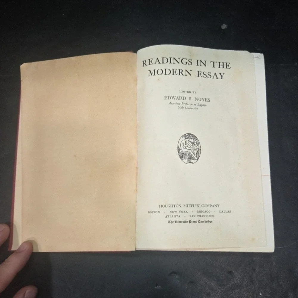 Readings in the Modern Essay 1933 Edward S Noyes Houghton Mifflin Hardcover Book